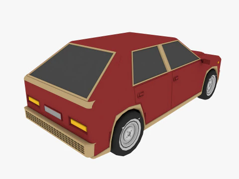 Auto dei cartoni animati a basso numero di poligoni Modello 3D