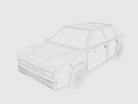 Auto dei cartoni animati a basso numero di poligoni Modello 3D