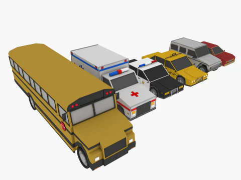 Auto dei cartoni animati a basso numero di poligoni Modello 3D