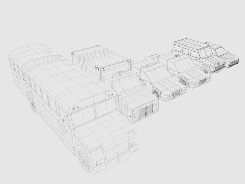 Cartoon Cars Low-poly 3D-Modell