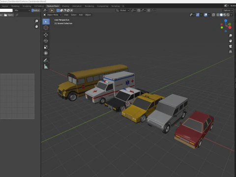Auto dei cartoni animati a basso numero di poligoni Modello 3D