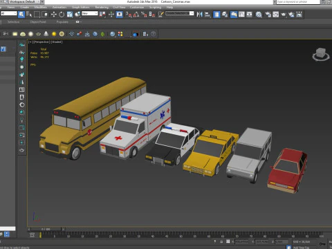 Auto dei cartoni animati a basso numero di poligoni Modello 3D