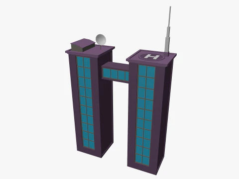 Cartoon Skyscraper Pack Low-poly 3D Model