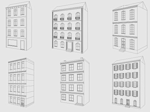 Cartoon Buildings Pack Low-poly 3D मॉडल