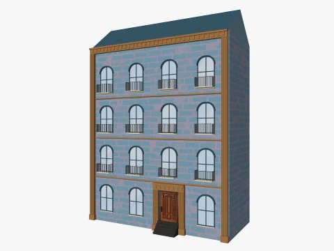 Cartoon Buildings Pack Low-poly 3D Model