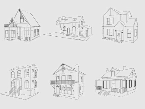 Cartoon House Pack Low-poly 3D-Modell