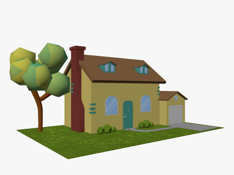 Cartoon House Pack Low-poly 3D-Modell