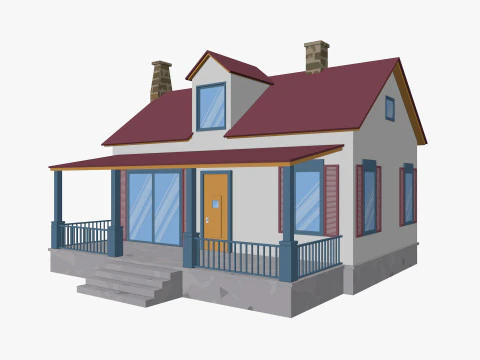 Cartoon House Pack Low-poly 3D Model