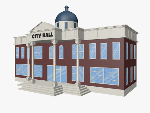 Cartoon City Buildings Pack Low-poly 3D Model