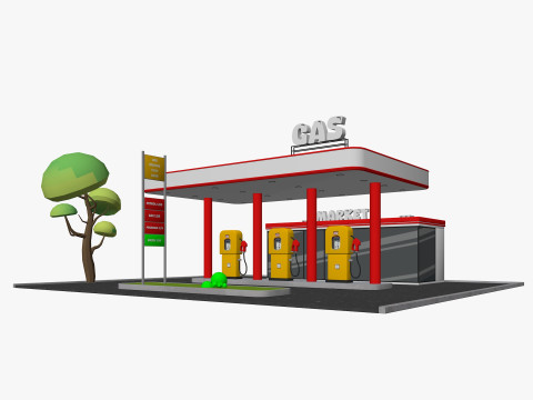 Cartoon City Buildings Pack Low-poly 3D Model