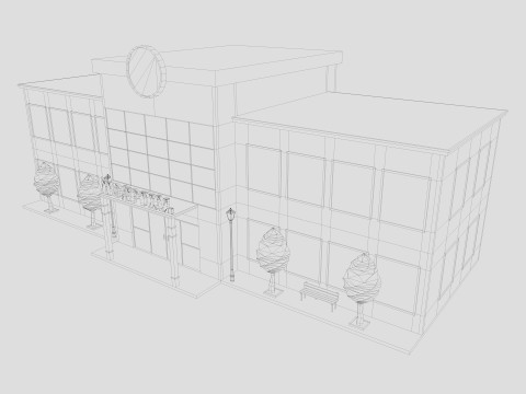 Cartoon City Buildings Pack Low-poly 3D Model