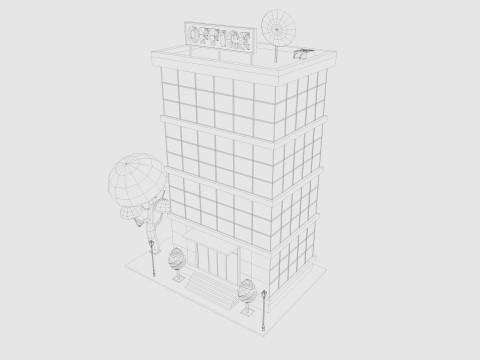 Cartoon City Buildings Pack Low-poly 3D Model