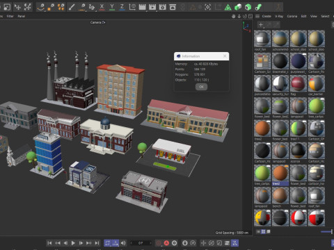 Cartoon City Buildings Pack Low-poly 3D Model