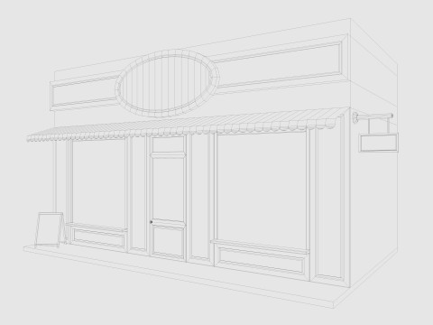 Cartoon City Buildings Shops Low-poly Model 3D