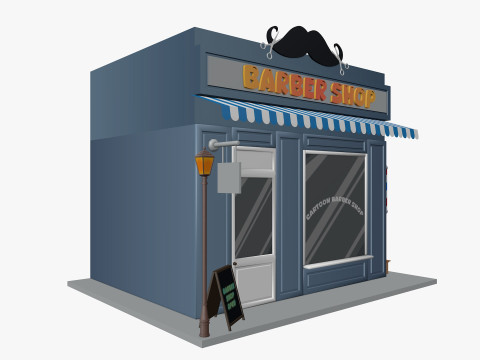 Cartoon City Buildings Shops Low-poly Model 3D