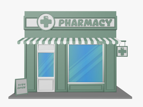 Cartoon City Buildings Shops Low-poly Model 3D