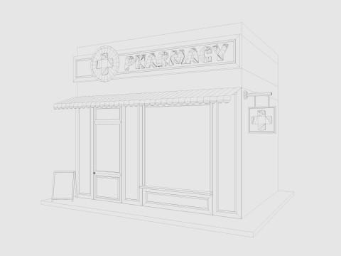 Cartoon City Buildings Shops Low-poly Model 3D