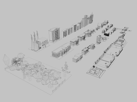 Cartoon City Pack Low-poly Modelo 3D
