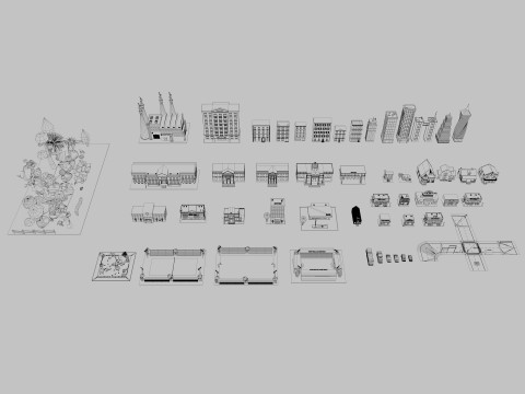 Cartoon City Pack Low-poly Modelo 3D