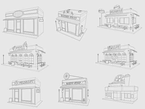 Cartoon City Pack Low-poly 3D Model