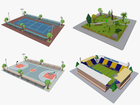 Cartoon City Pack Low-poly Modelo 3D