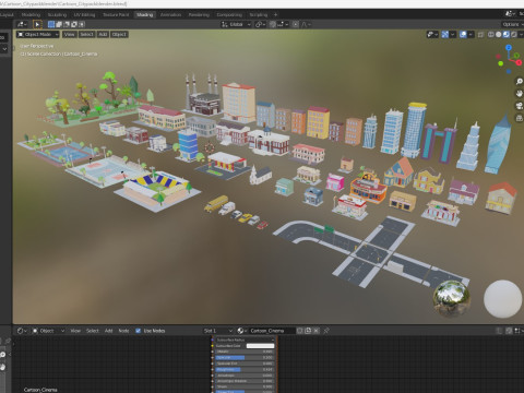 Cartoon City Pack Low-poly Modelo 3D