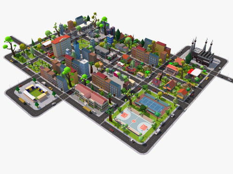Cartoon City 3D Model