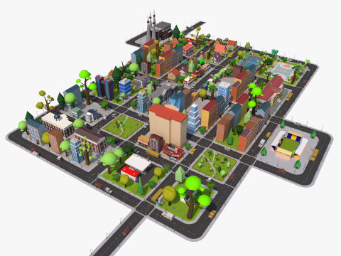 Cartoon City Model 3D