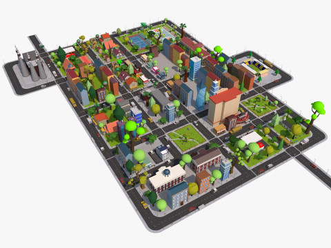 Cartoon City Model 3D