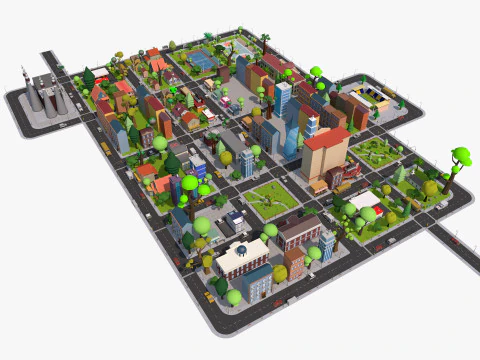 Cartoon City 3D Model