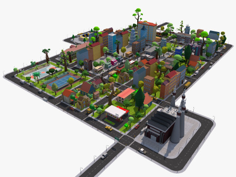 Cartoon City Model 3D