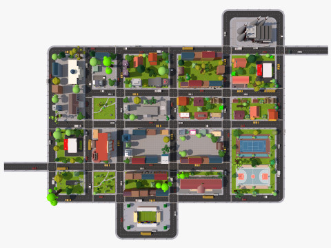 Cartoon City Model 3D