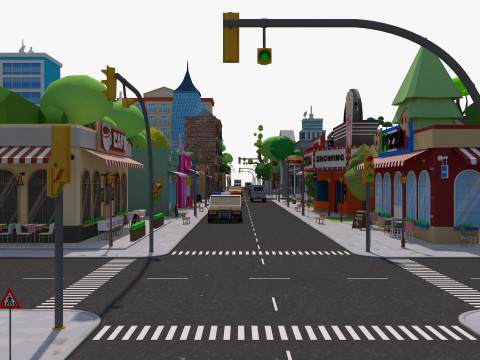 Cartoon City Model 3D