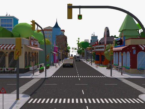 Cartoon City 3D Model