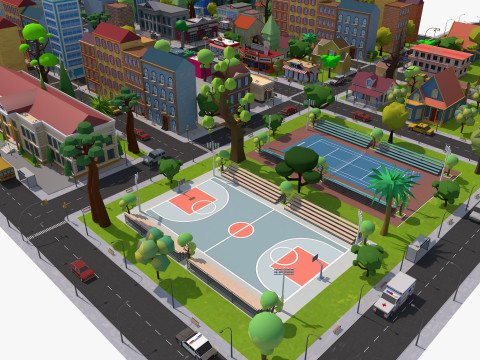 Cartoon City Model 3D