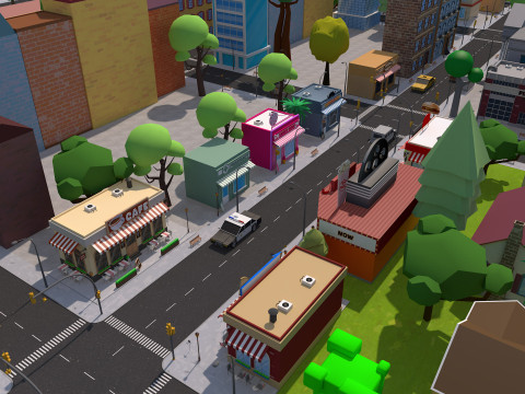 Cartoon City Model 3D