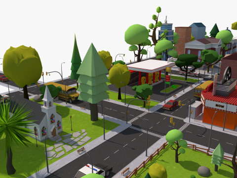 Cartoon City Model 3D