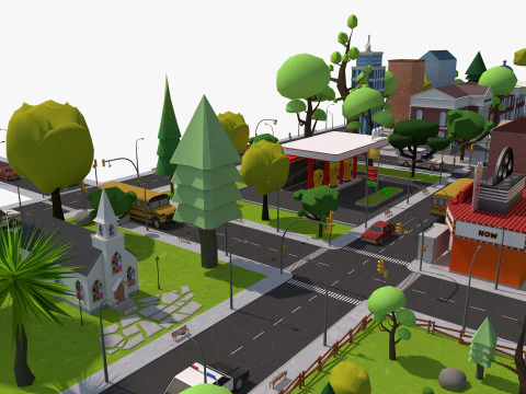 Cartoon City 3D Model