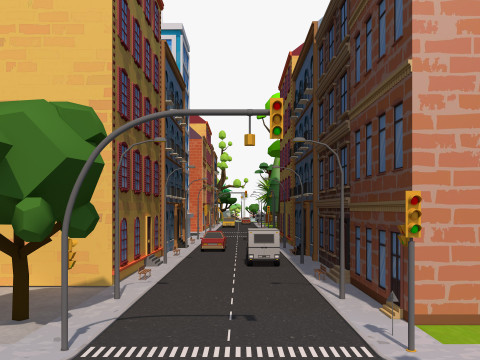 Cartoon City Model 3D