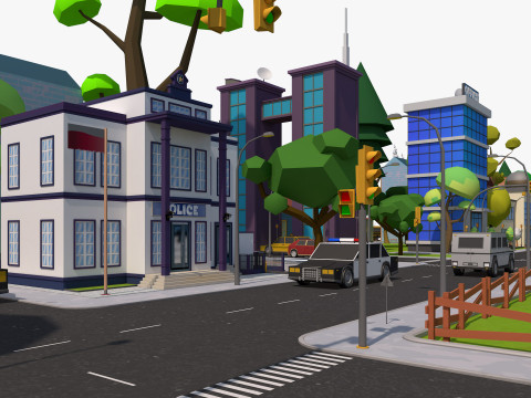 Cartoon City Model 3D