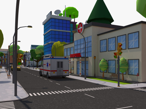 Cartoon City Model 3D