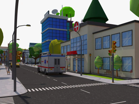 Cartoon City 3D Model
