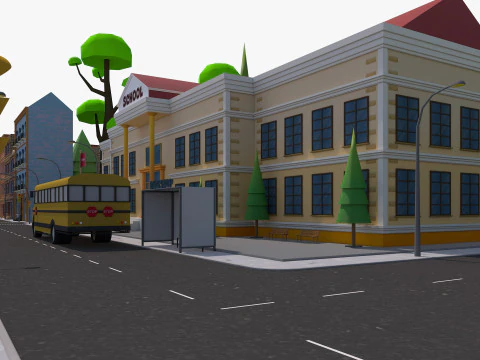Cartoon City 3D Model