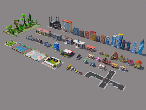Cartoon City 3D Model