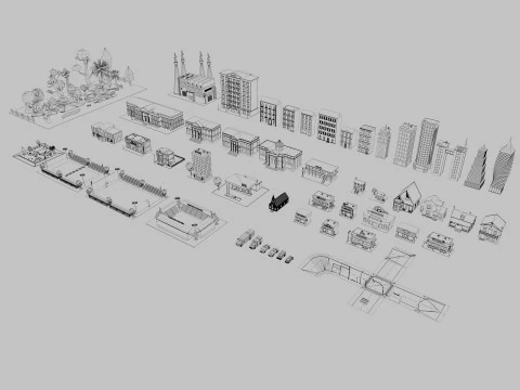 Cartoon City 3D Model