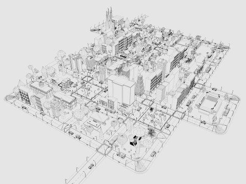 Cartoon City Model 3D