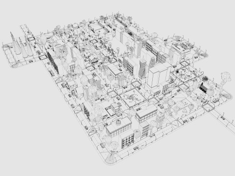 Cartoon City Model 3D