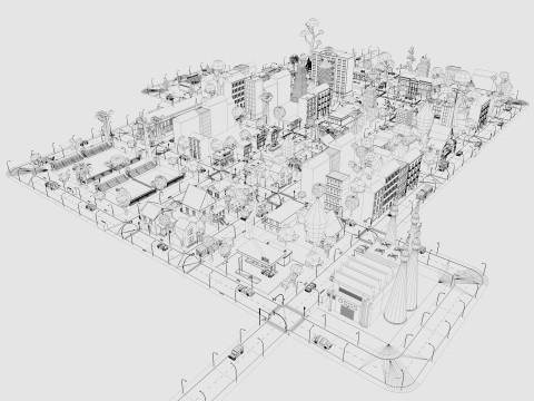 Cartoon City Model 3D