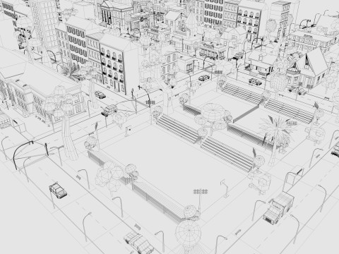 Cartoon City Model 3D