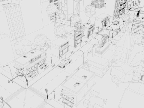 Cartoon City Model 3D